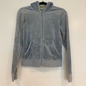 Y2K Juicy Couture Blue Velour Zip Up Jacket - Size Large